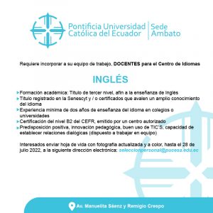 Convocatoria de Empleo – Centro de Idiomas